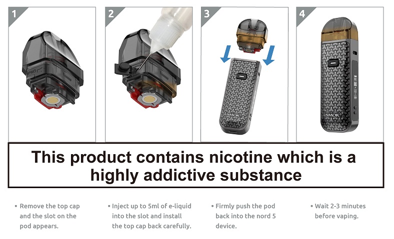 Smok Nord 5 Pod 2000mAh 80w Likit Dolum Talimatları